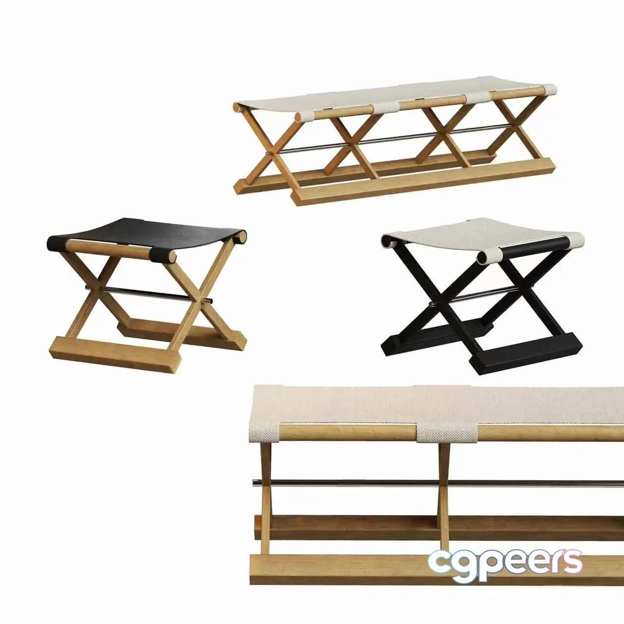 Modern Folding Stool 3D Model – 474 – CORONA Render