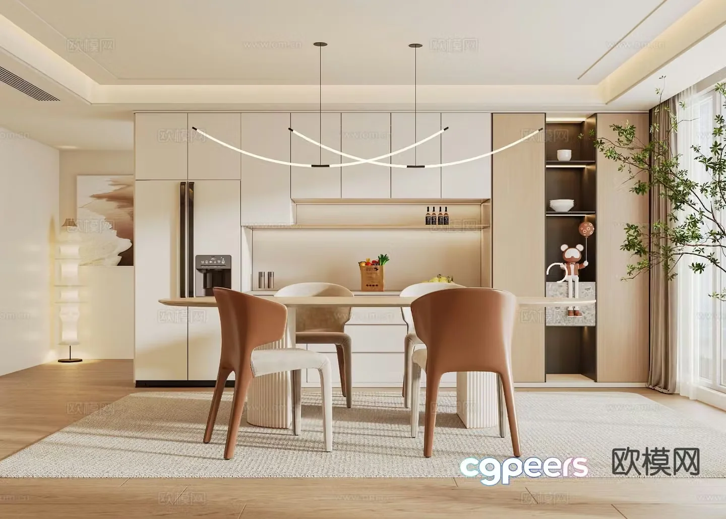 Cream style restaurant 3d model