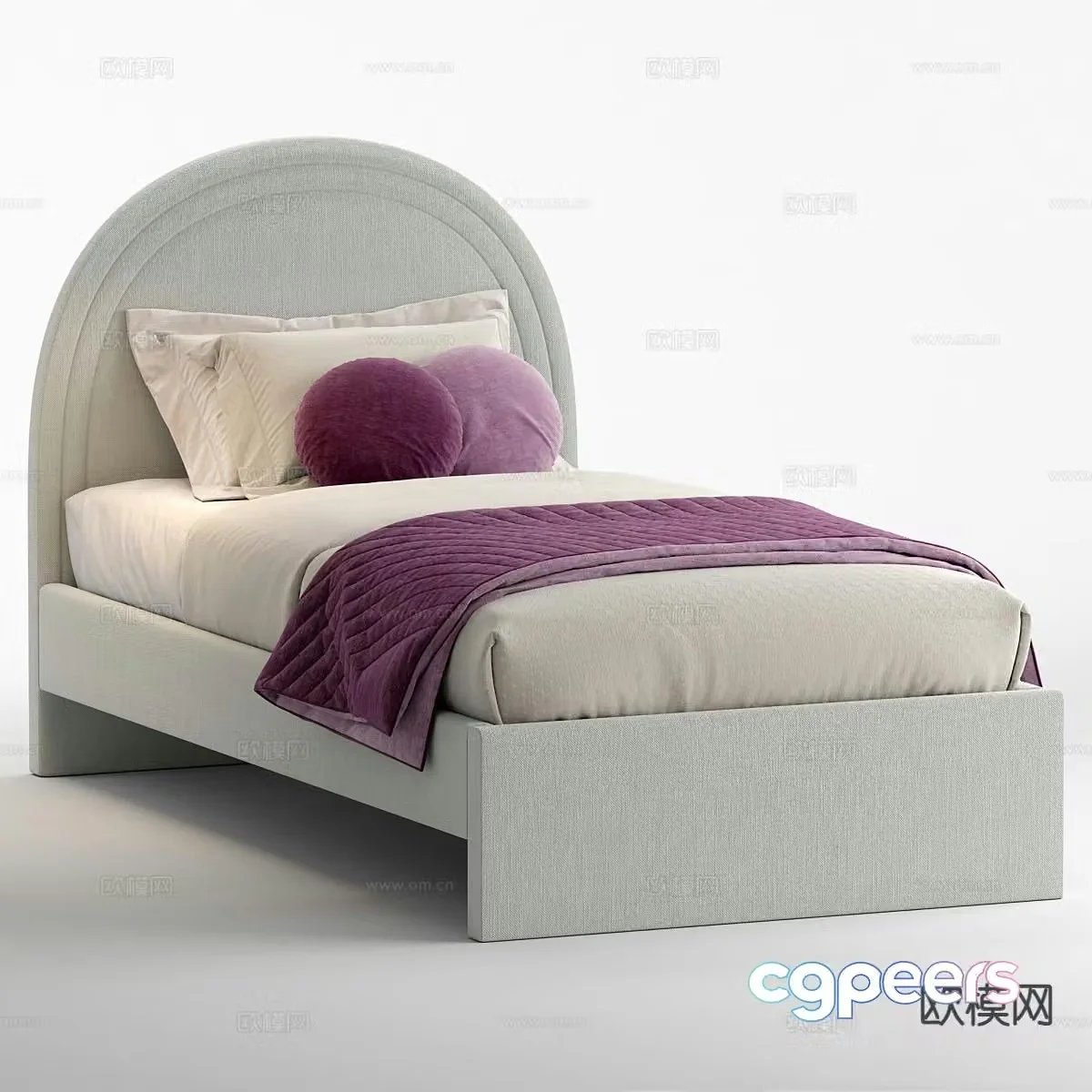 Westelm nordic single bed 3d model