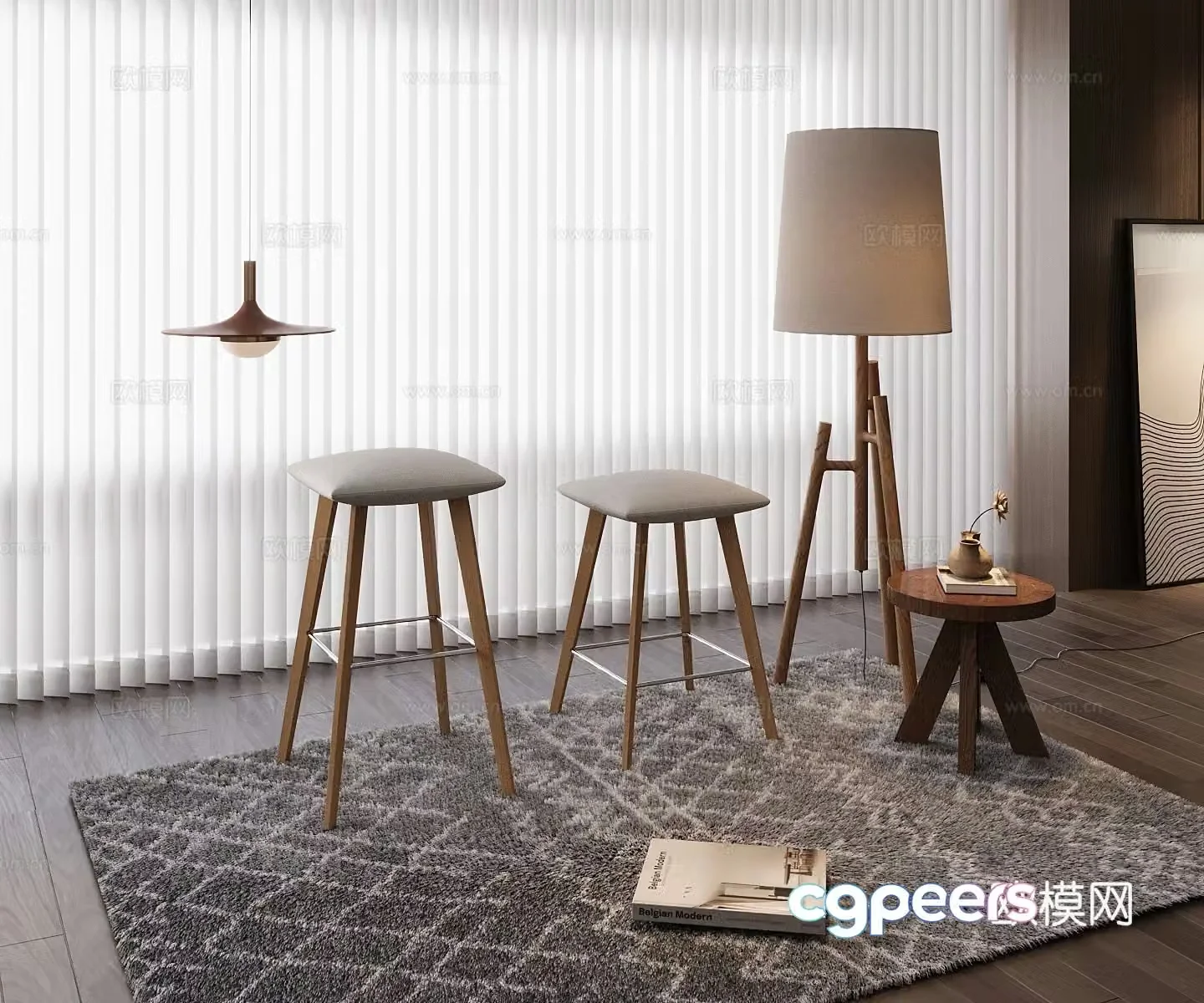 Log single chair 3d model