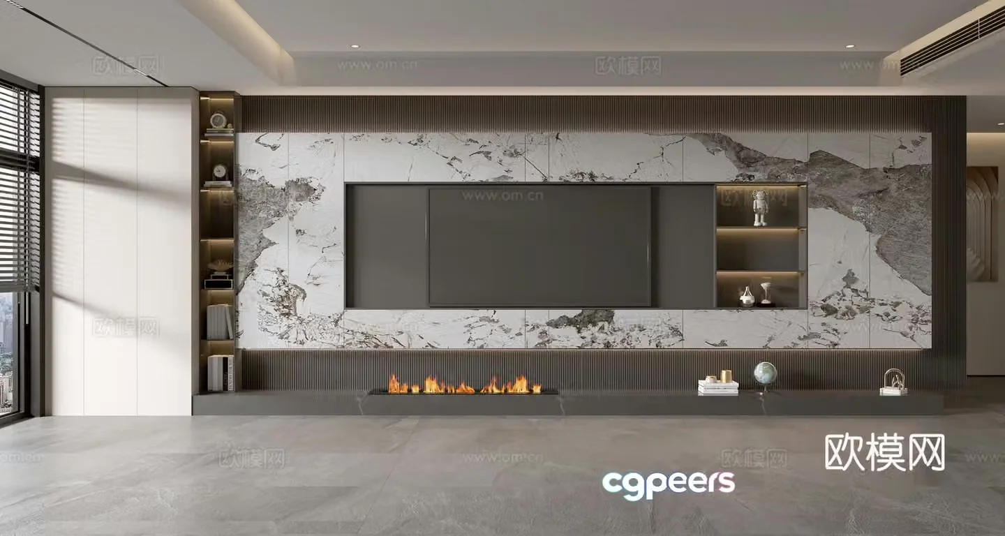Modern TV background wall 3d model