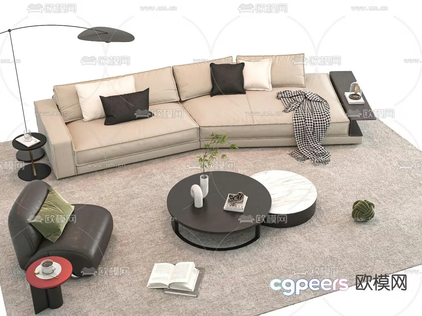 Modular sofa upholstered sofa 3d model
