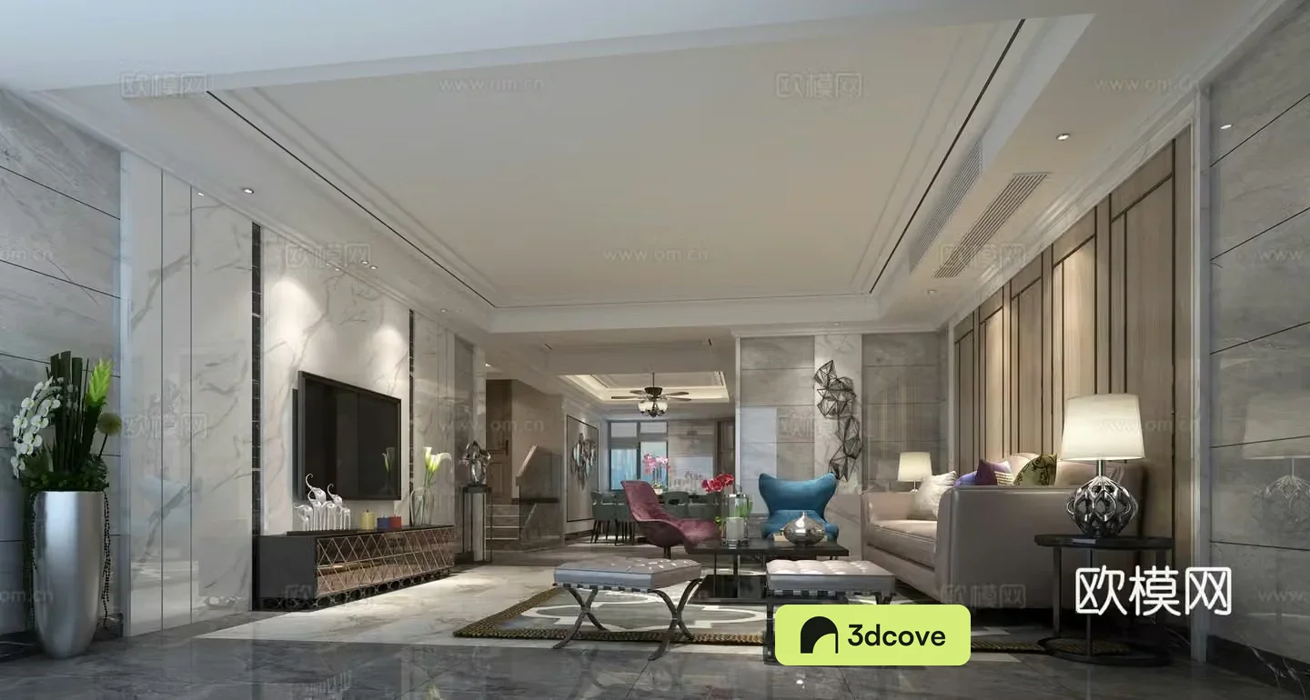 Modern postmodern light luxury dining room background sofa TV cabinet dining table chair
