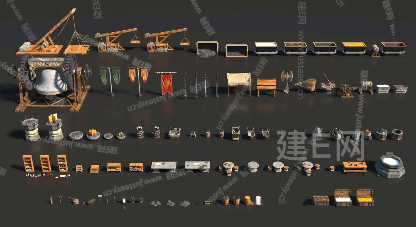 3D Model Of Medieval Equipment 3D Model – 13311 – VRAY Render