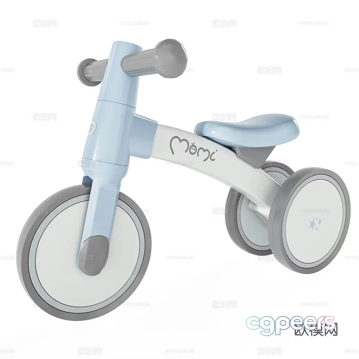 Modern cream style children’s balance bike 3d model
