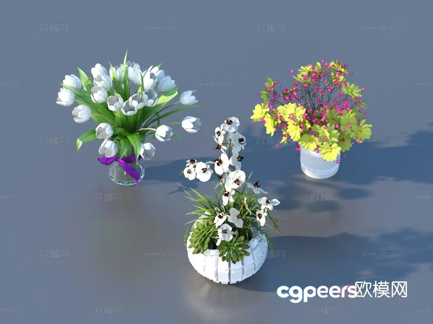 Flowers flower ornaments flower pots potted plants green plants plant 3d model