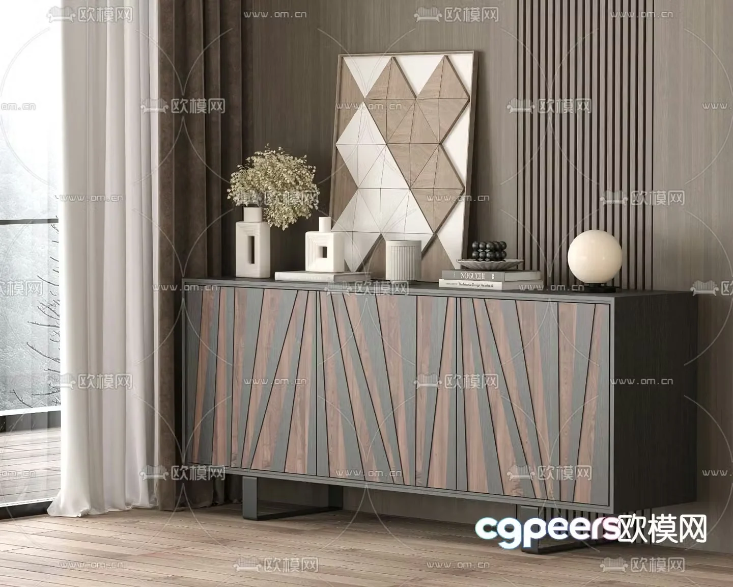 Modern porch cabinet side cabinet 3D model