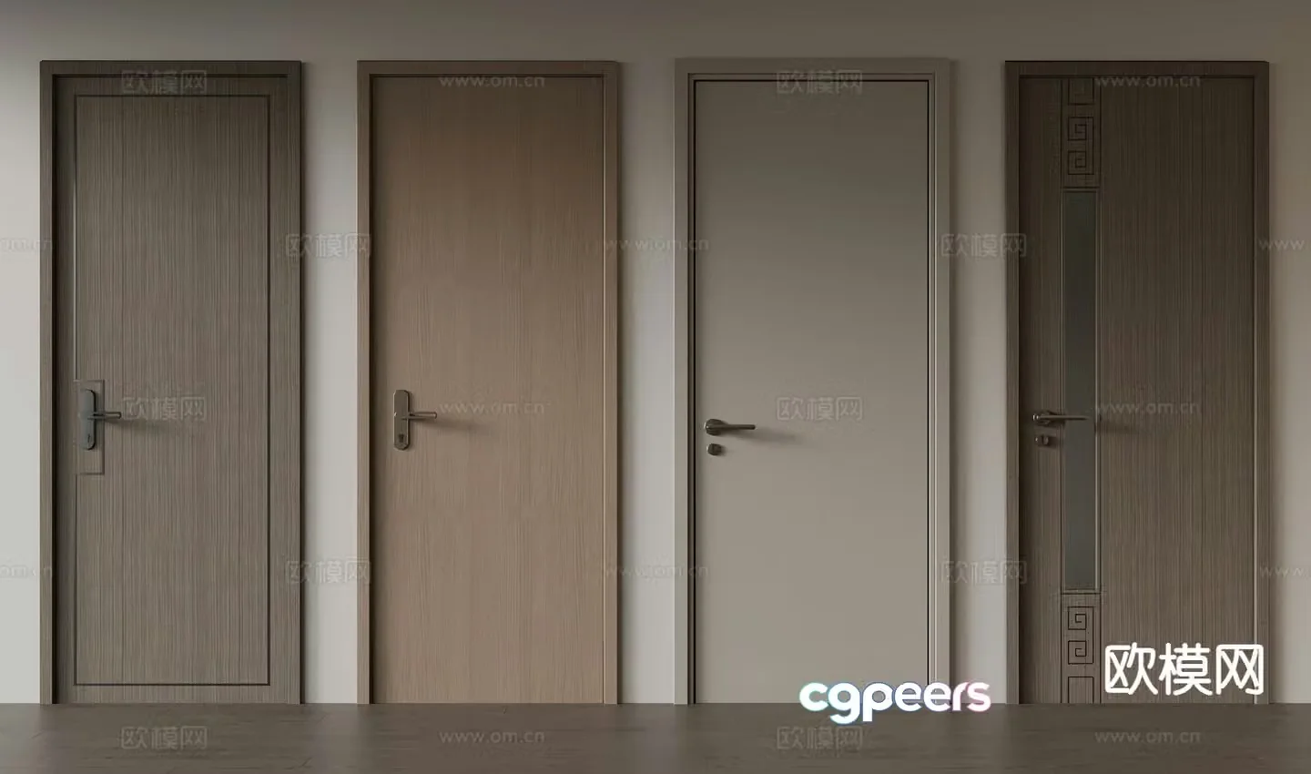 New Chinese style single-open door interior door wooden door simple door 3d model