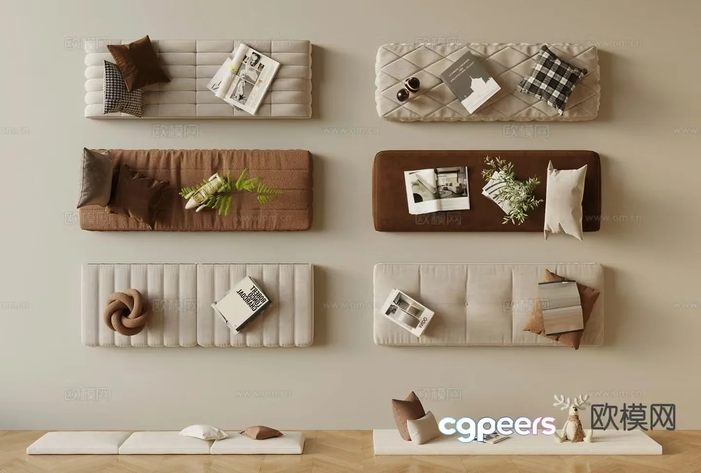 Seat cushion bay window cushion sofa cushion 3d model