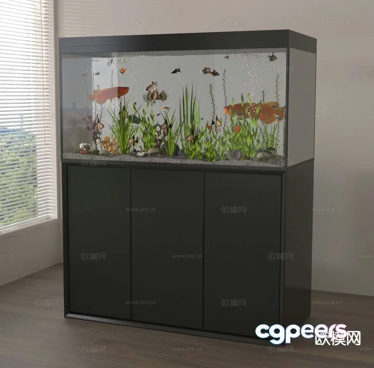 Modern fish tank glass fish tank aquarium 3d model