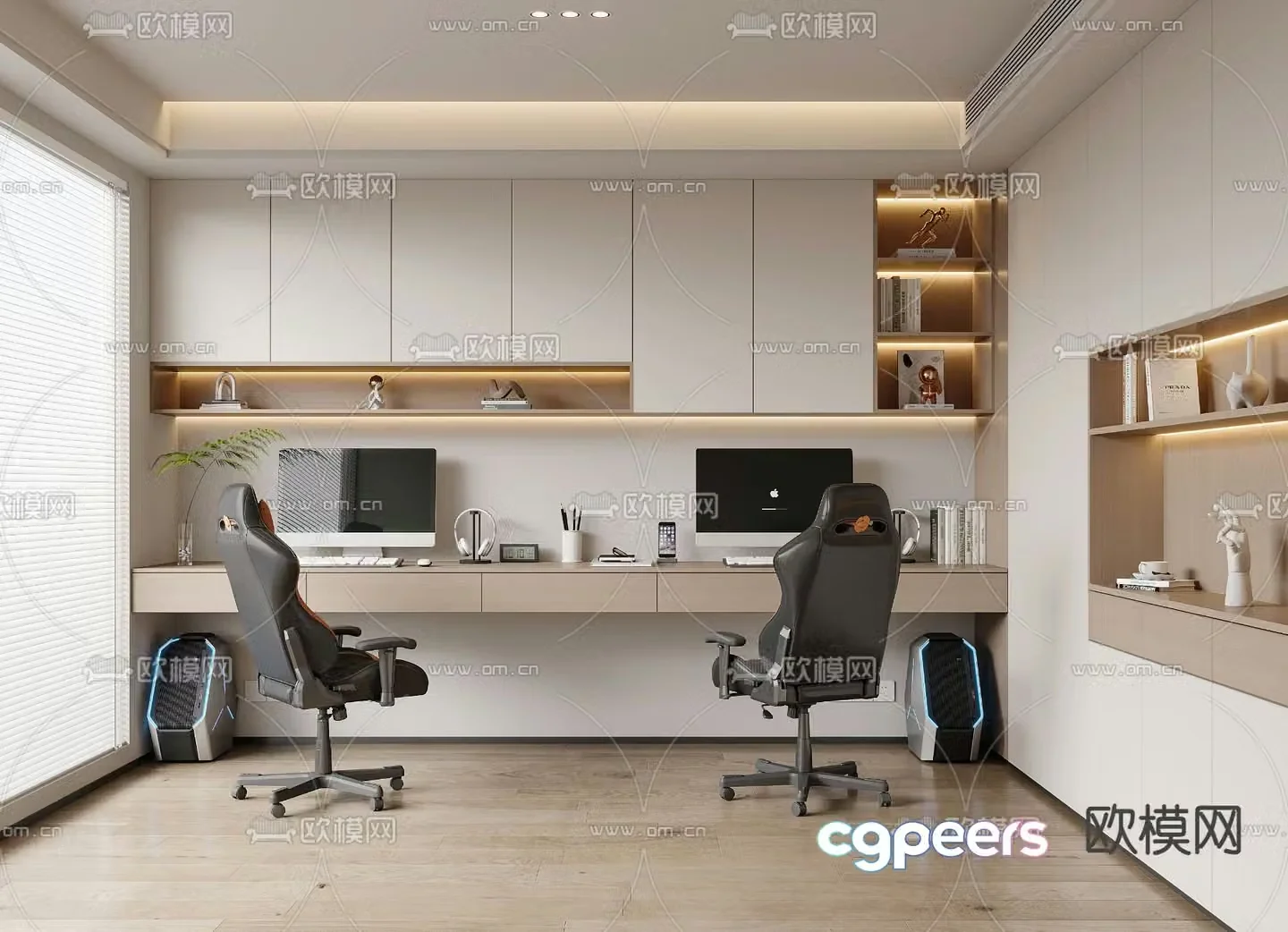 Double study room 3D model