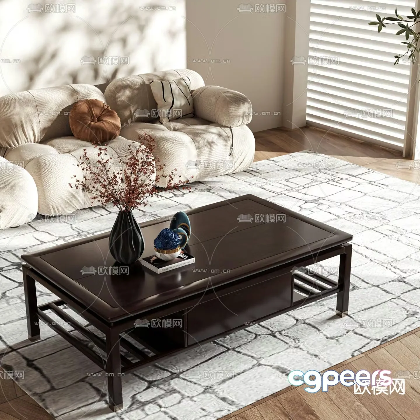 New Chinese style coffee table log coffee table 3d model