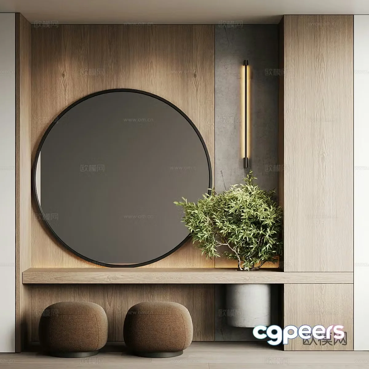 New Chinese style wardrobe dressing table 3D model