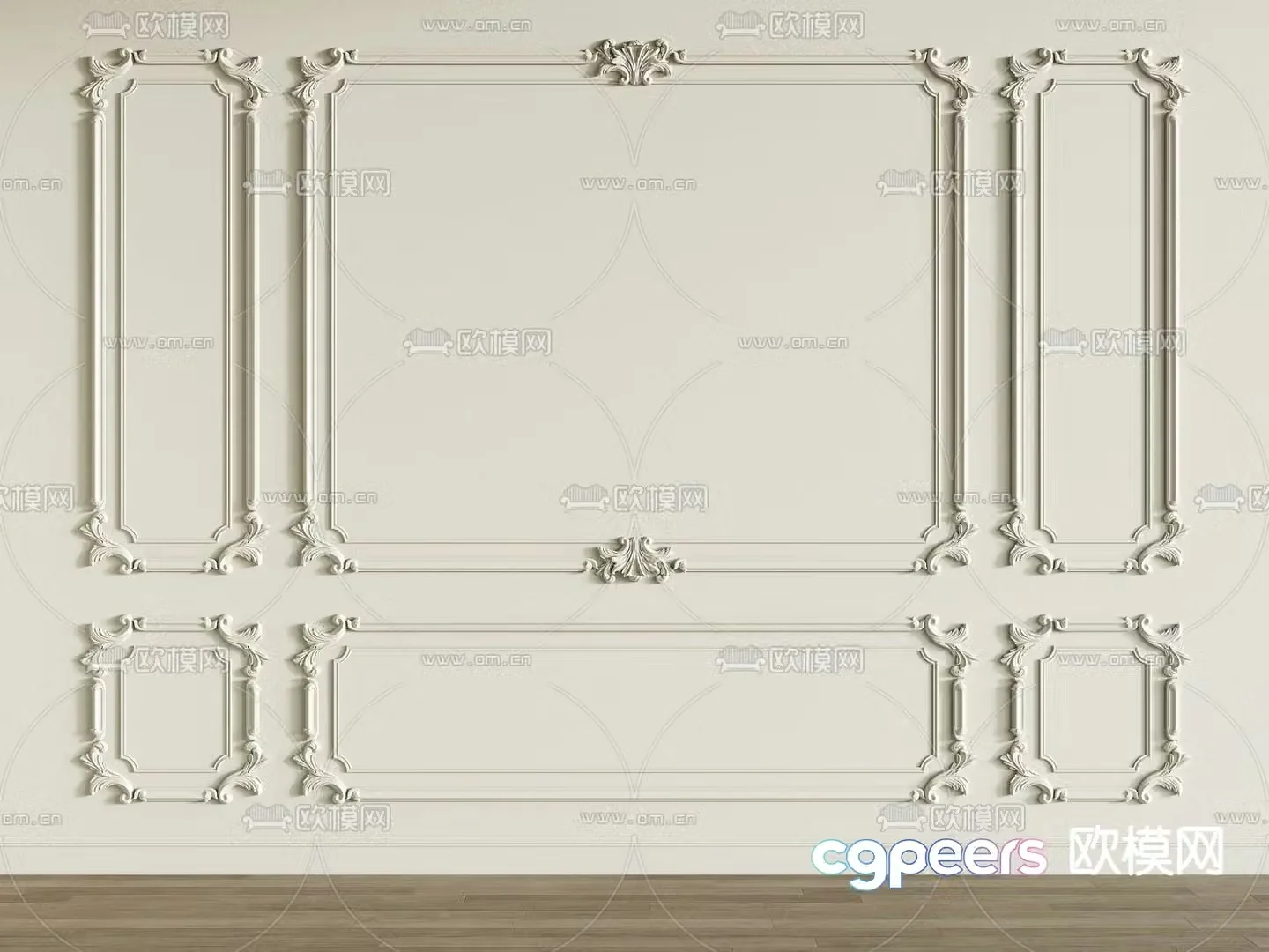 European carved lines gypsum lines wall panel 3d model