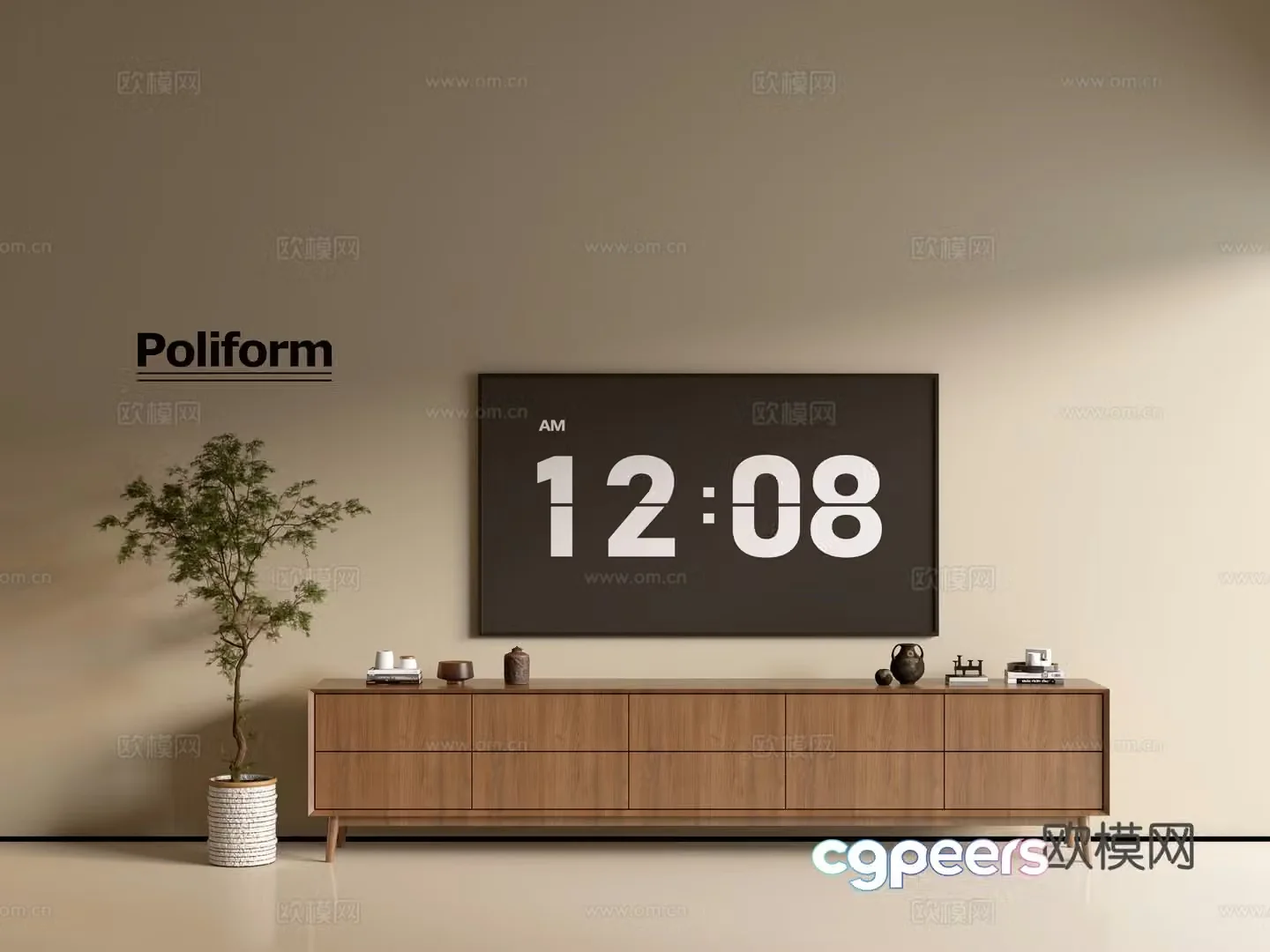 Modern wood grain TV cabinet simple side cabinet chest of drawers low cabinet whole cabinet side cabinet balcony 3D model