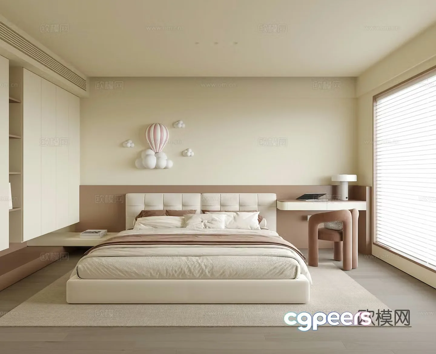 Modern girl room daughter room children room 3d model