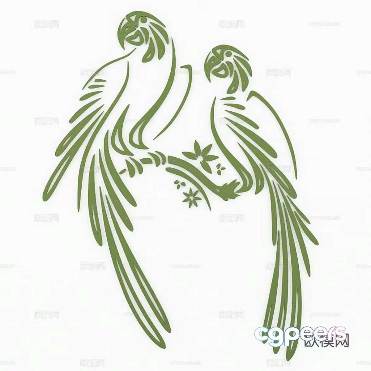 Sticker Parrot Sticker 3d Model