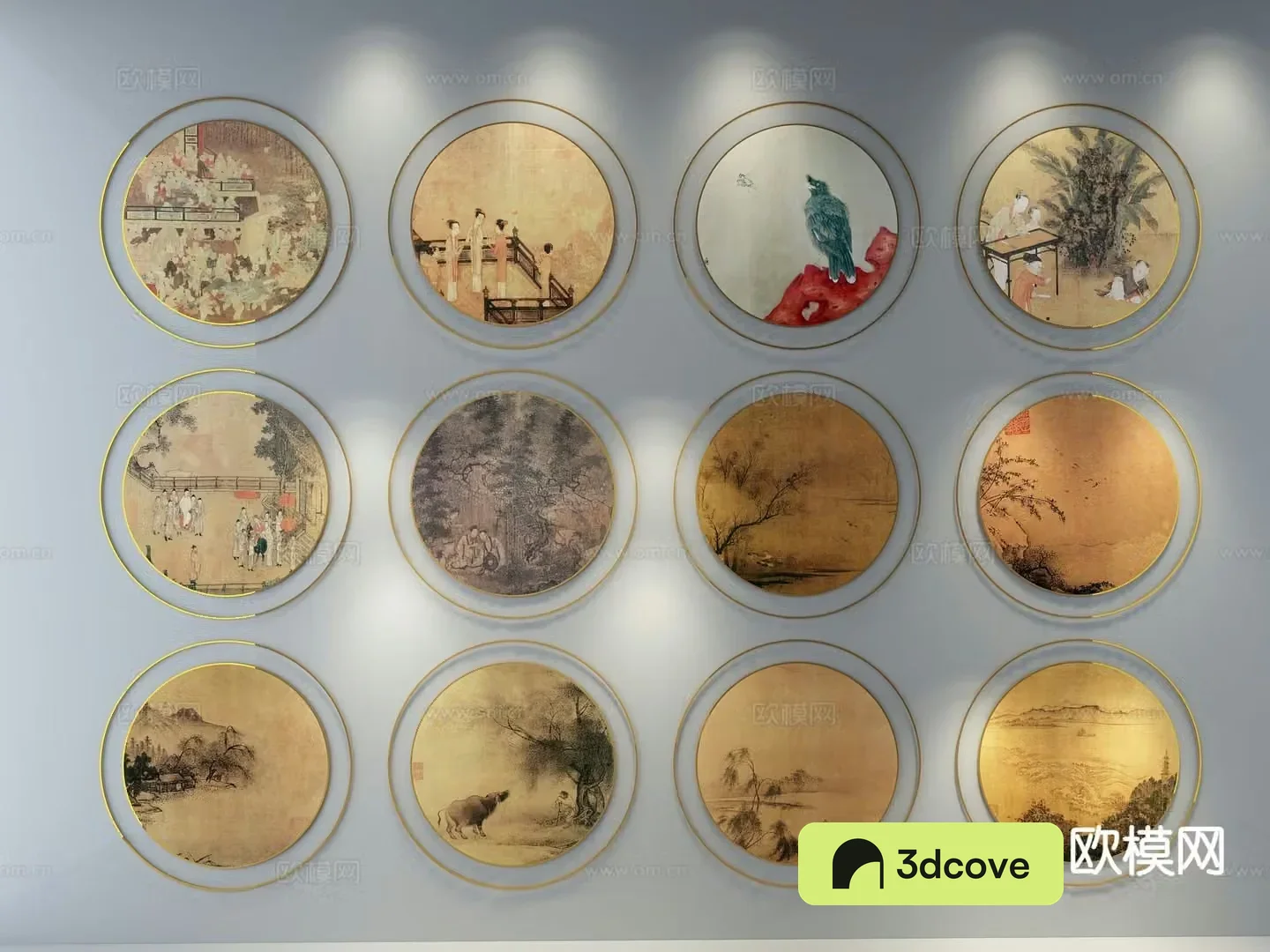 New Chinese style round hanging painting Zen decorative painting