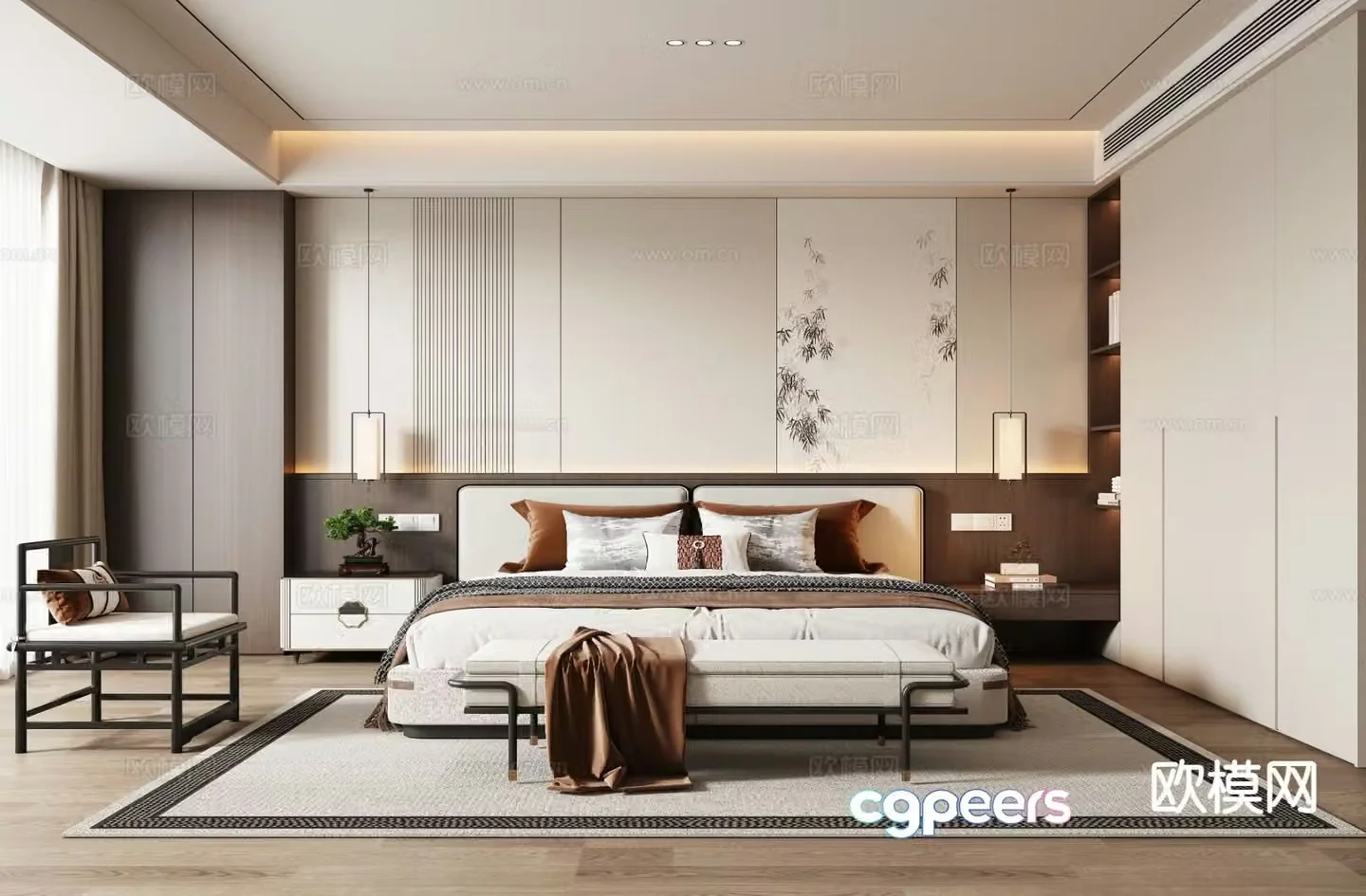 New Chinese style bedroom master bedroom 3d model