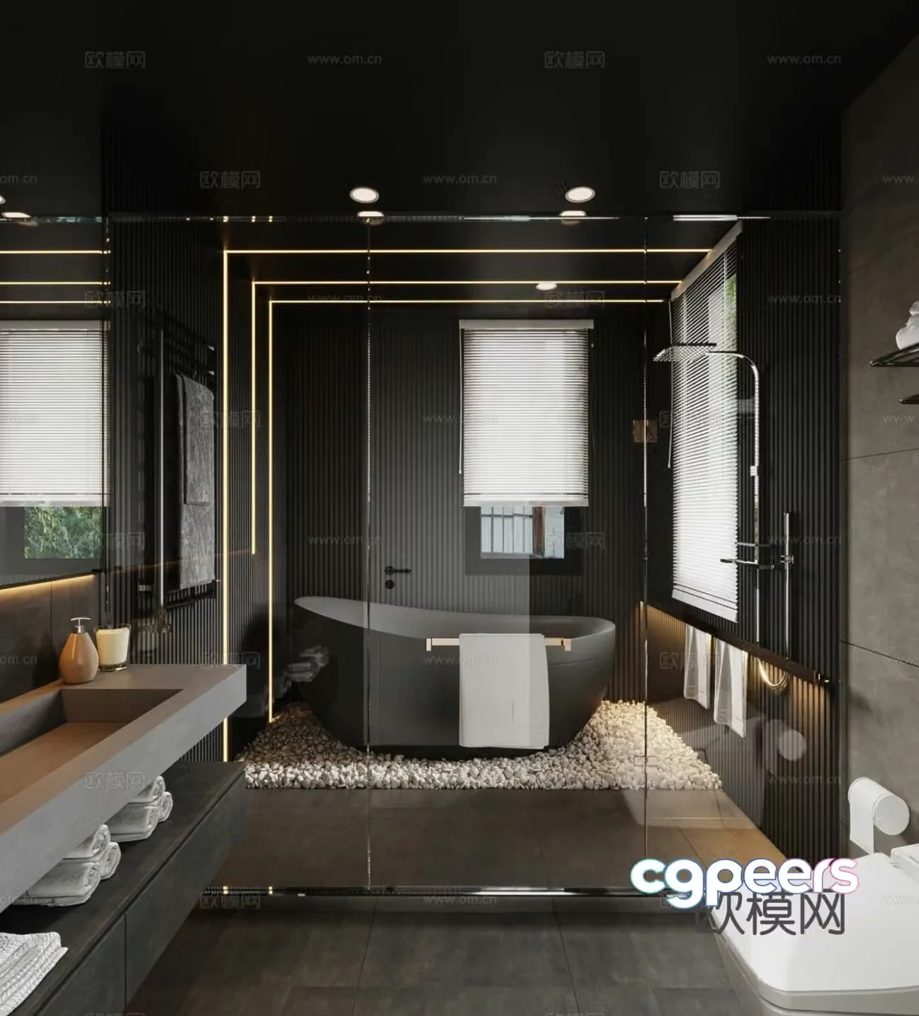 Modern bathroom Minimalist bathroom Master bedroom Bathroom Italian master bedroom Simple master bedroom 3D model
