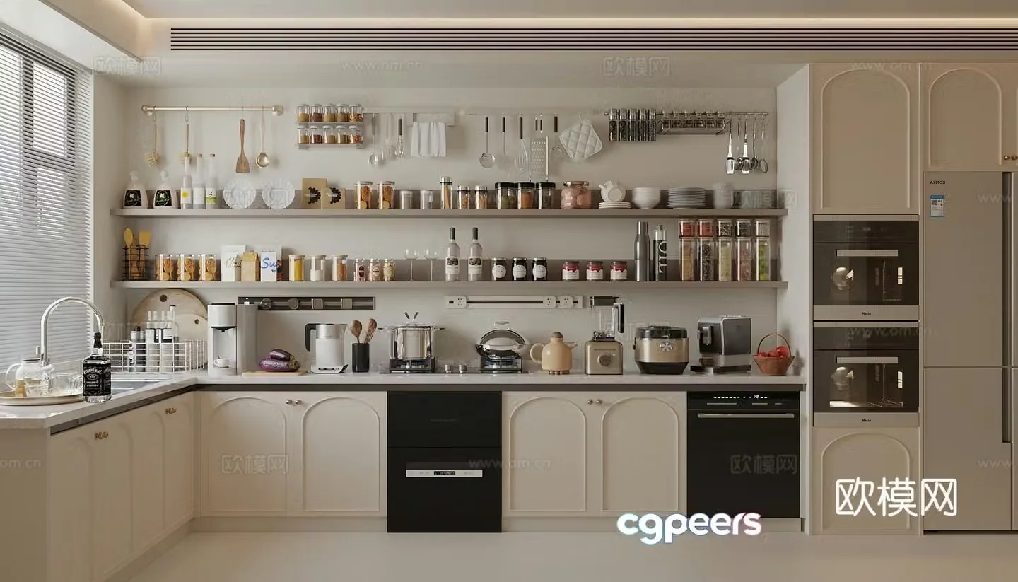 Kitchen supplies Kitchen appliances Coffee machine Water dispenser Wall breaker Kettle Dishwasher 3D model