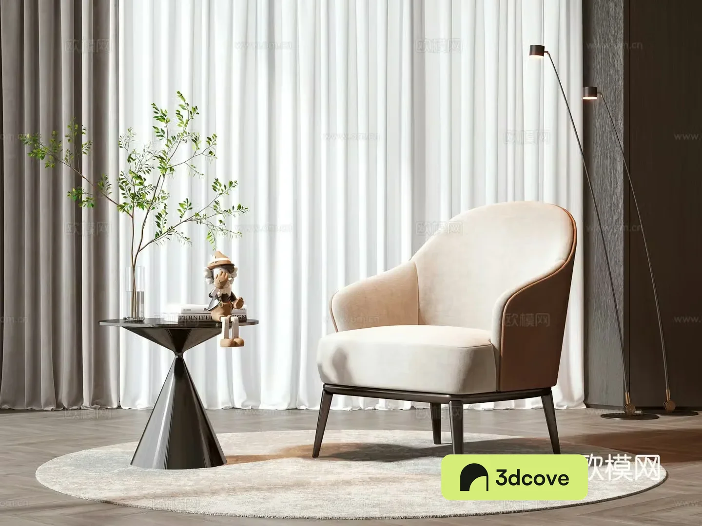 Simple European leisure chair coffee table combination