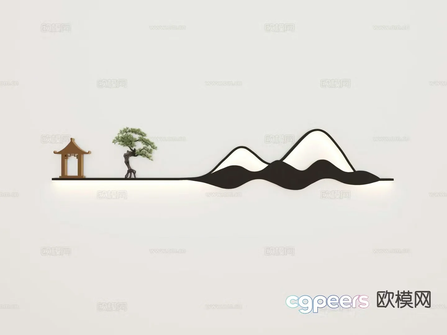 New Chinese style wall decoration mountain hanging decoration 3d model