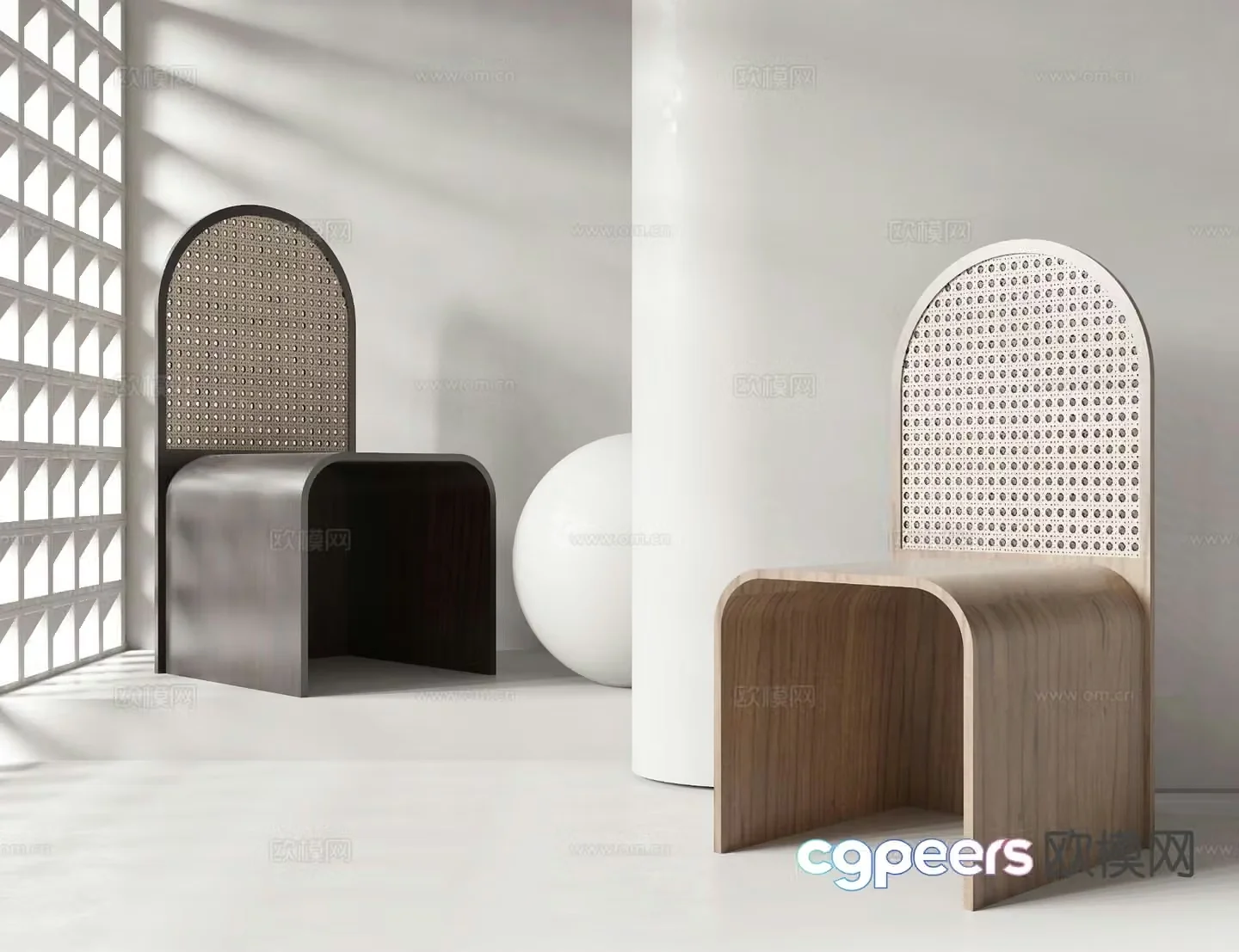 Medieval style single chair chair dining chair rattan chair 3d model