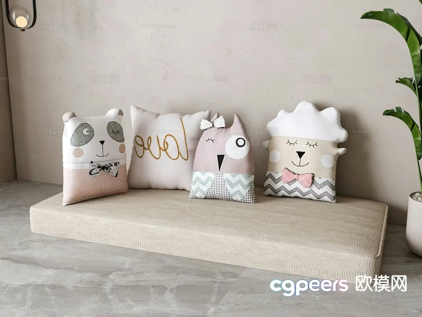 Simple European children’s pillow cartoon pillow cute pillow 3D model