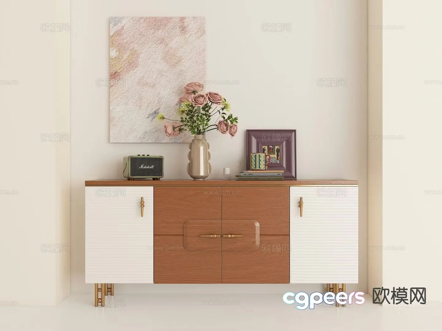 Medieval style entrance cabinet Duanjing cabinet 3D model
