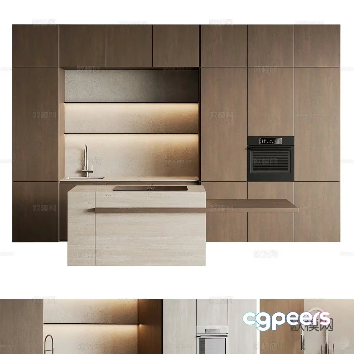 Modern Italian Simplified Cabinet 3D Model