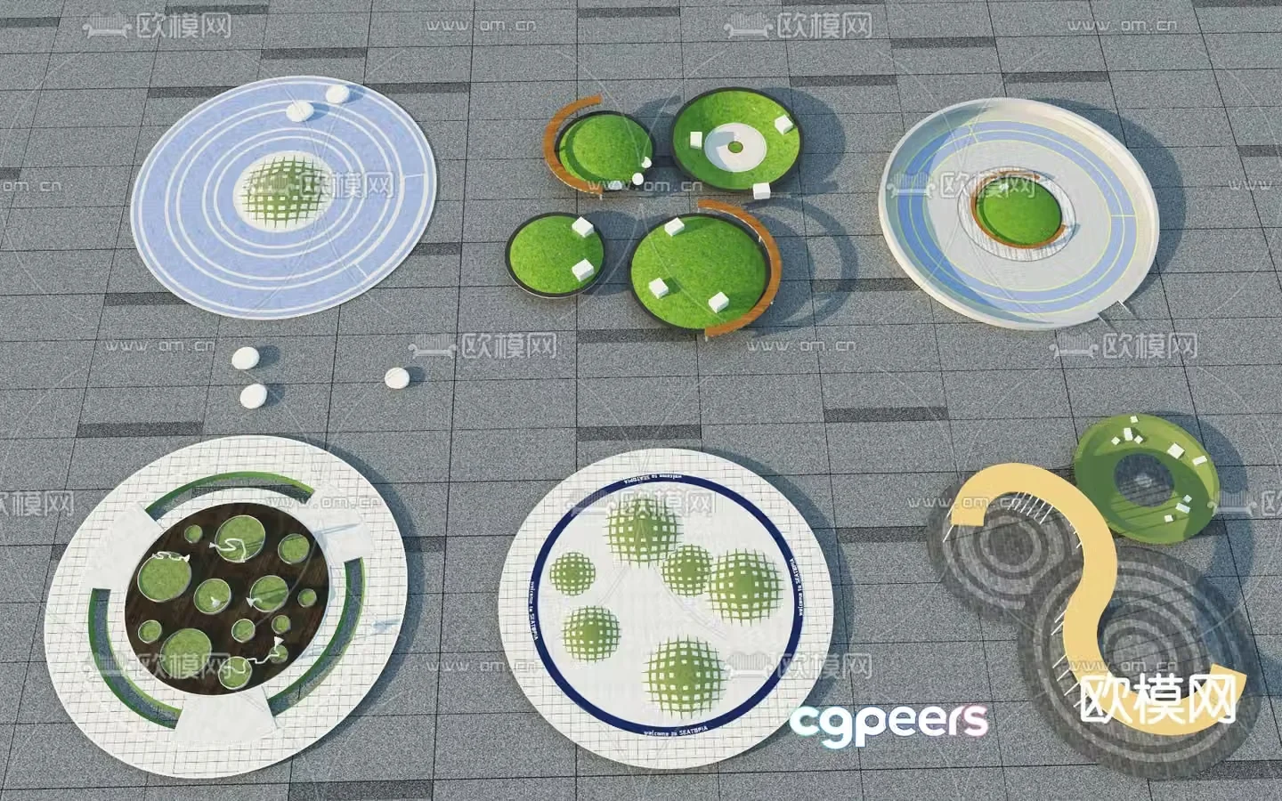 Circular Square Landscape Circular Activity Venue 3D Model