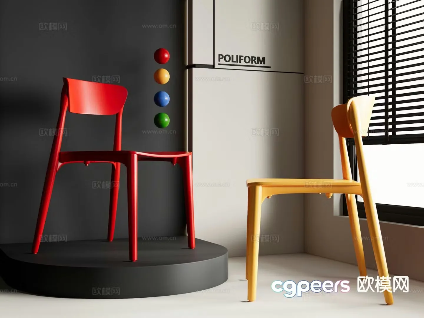 Memphis style dining chair 3d model