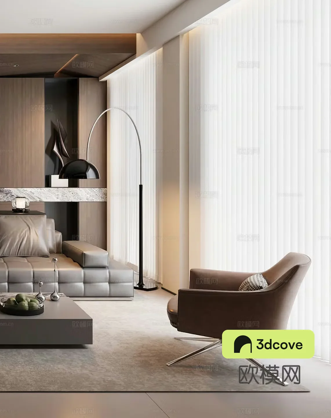 Modern leisure chair Floor lamp Single chair Office desk chair Side chair Angle table Italian leisure chair