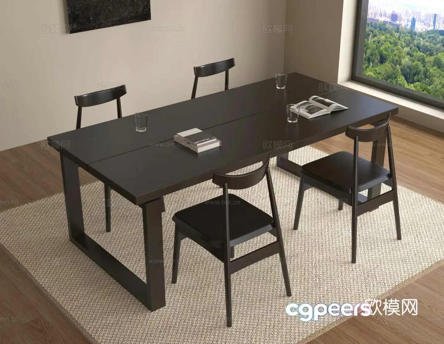Office desk and chairs Conference table and chairs 3d model