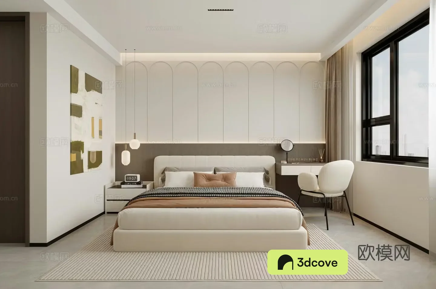 Modern bedroom Simple creamy bedroom Chandelier Desk Dressing table Chandelier G53