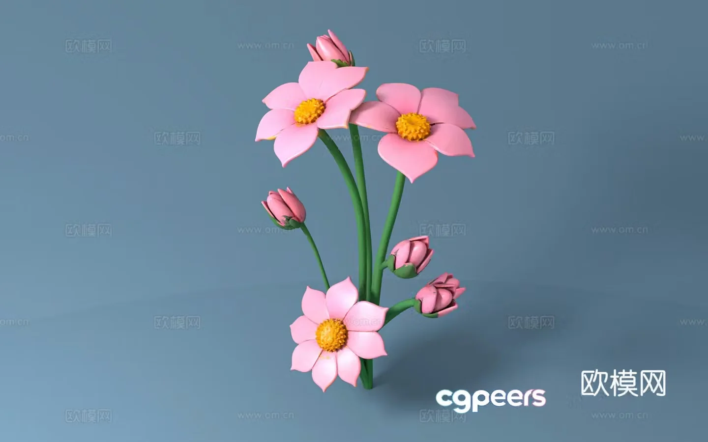 Bouquet of fake flowers flowers beautiful decoration cartoon flowers cartoon style beautiful props 3D model