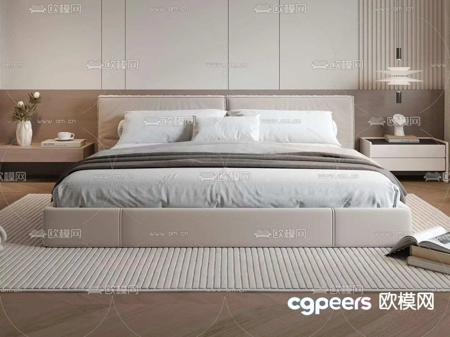 Modern double bed 3d model