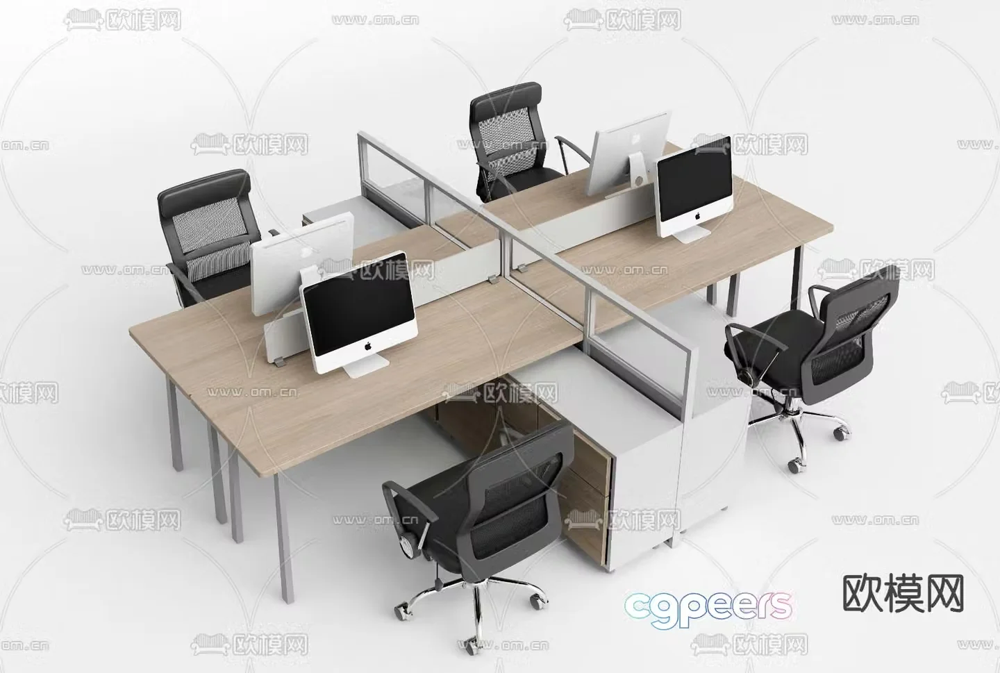 desk post workstation 3d model