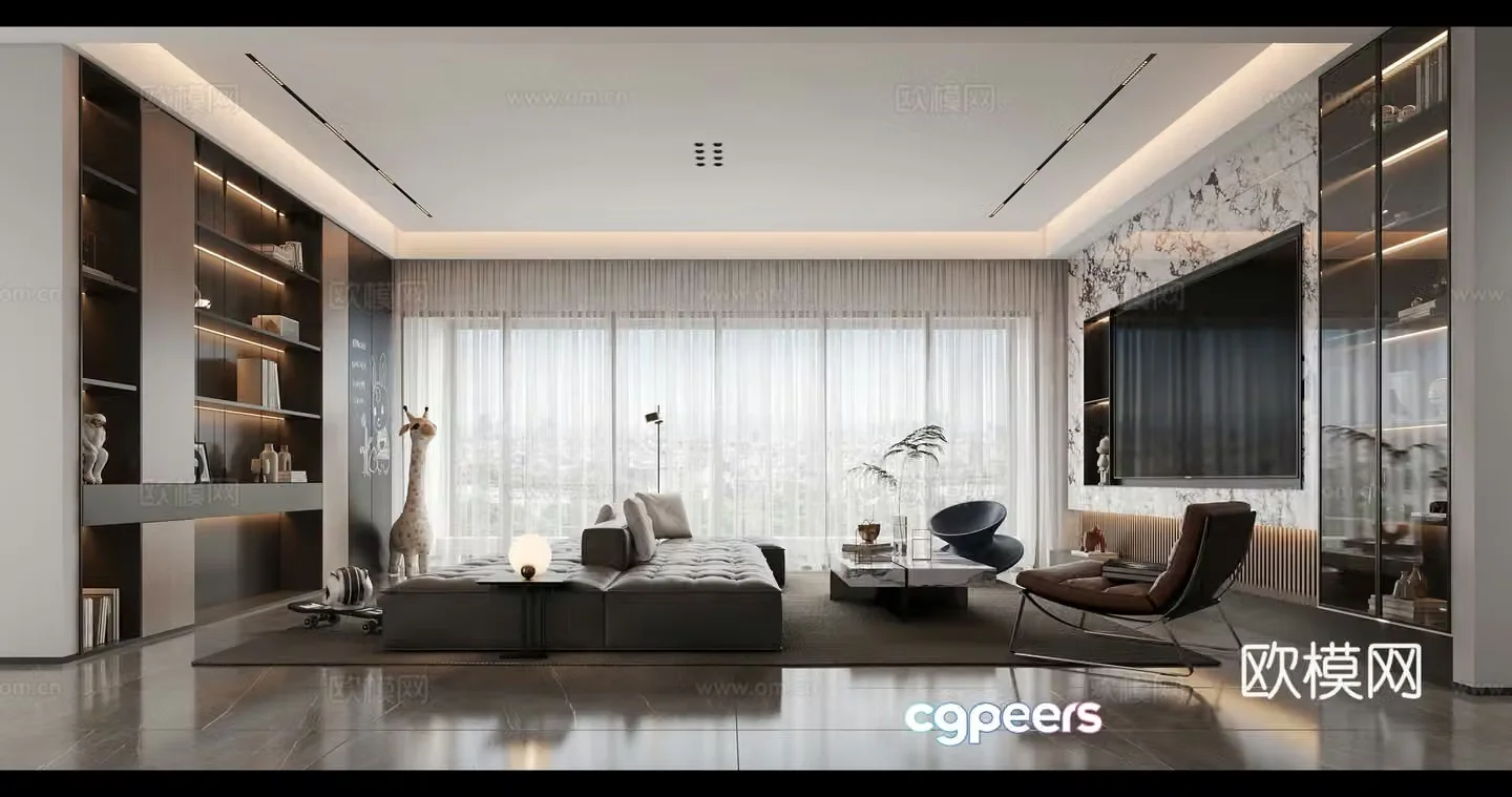 Modern light luxury style dining room 3D model