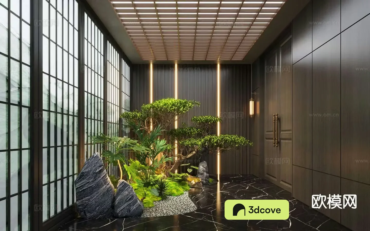 New Chinese style aisle landscape indoor landscaping