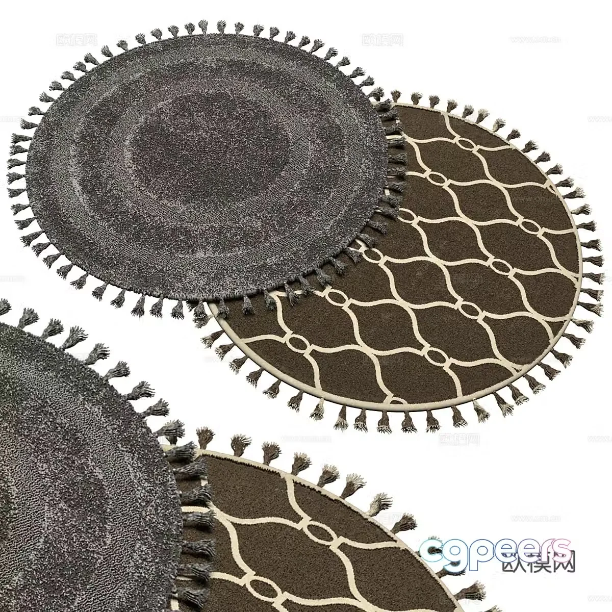 New Chinese round tassel carpet 3D model