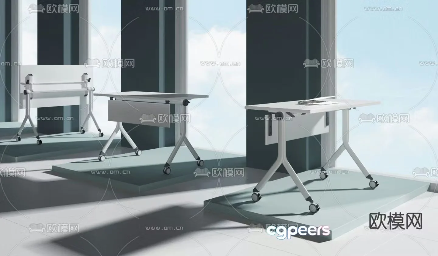 Modern training table class desk 3d model