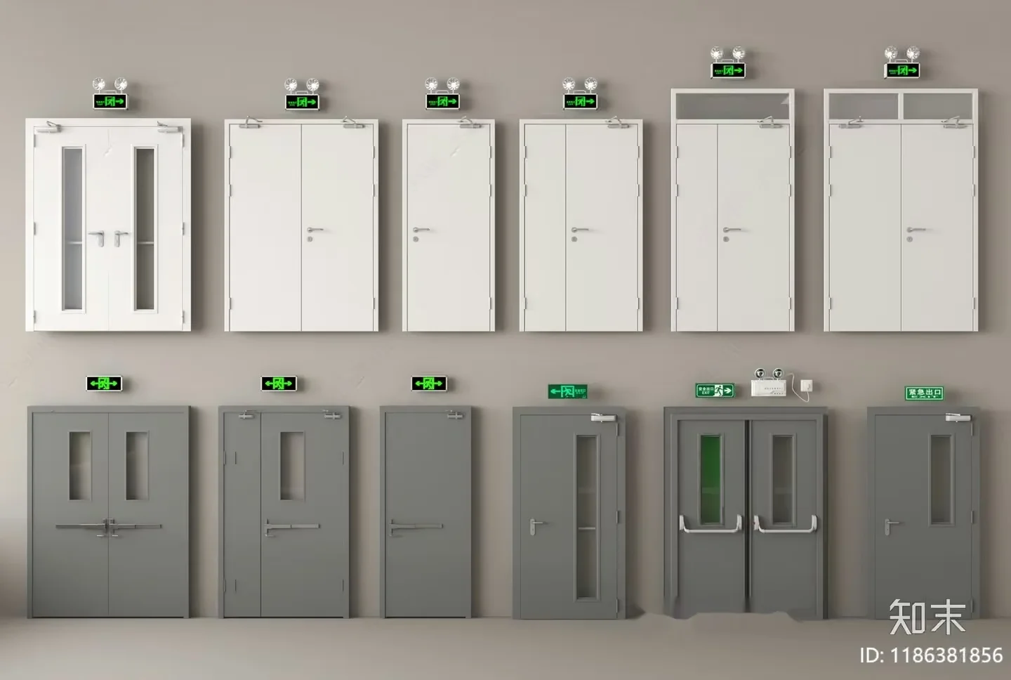 White Fire Doors 3D Model – 2627 – VRAY Render