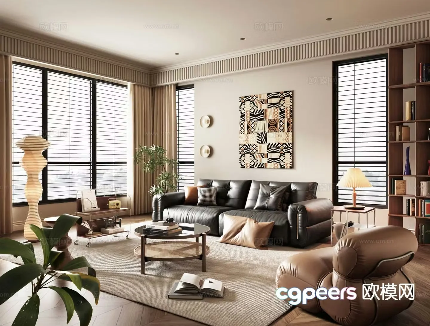 Middle-aged living room 3d model