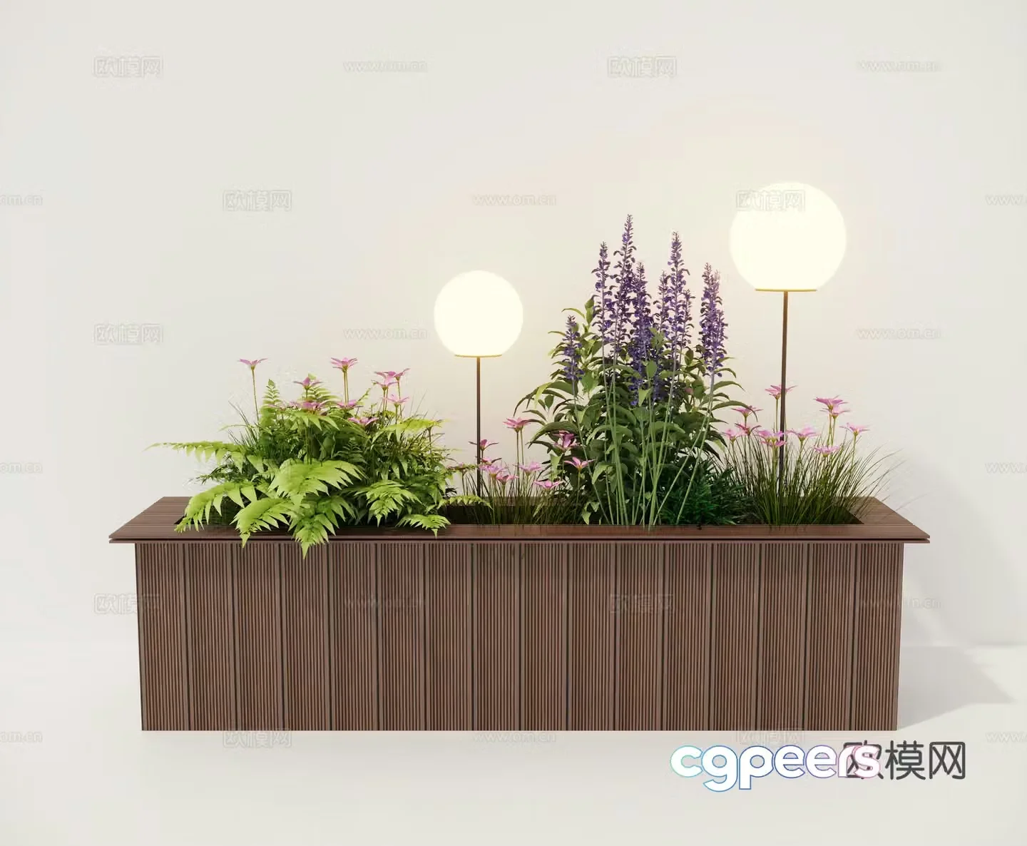 Flower box flower bed outdoor plant landscape 3d model