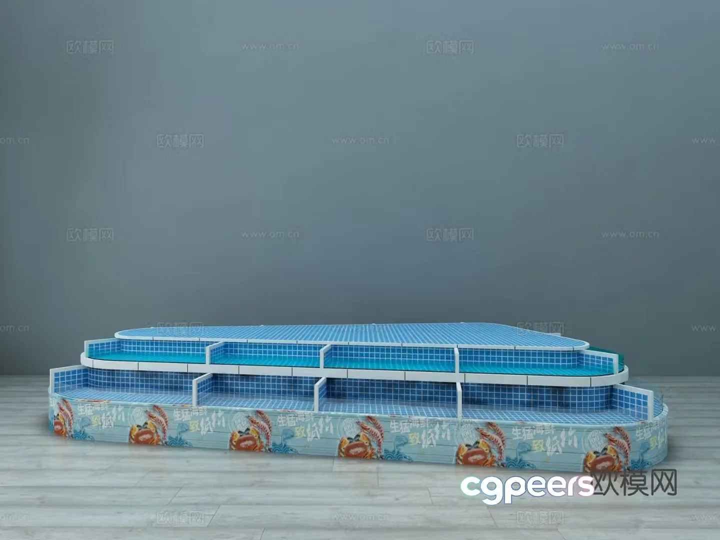 Modern fish tank seafood pool seafood table 3D model