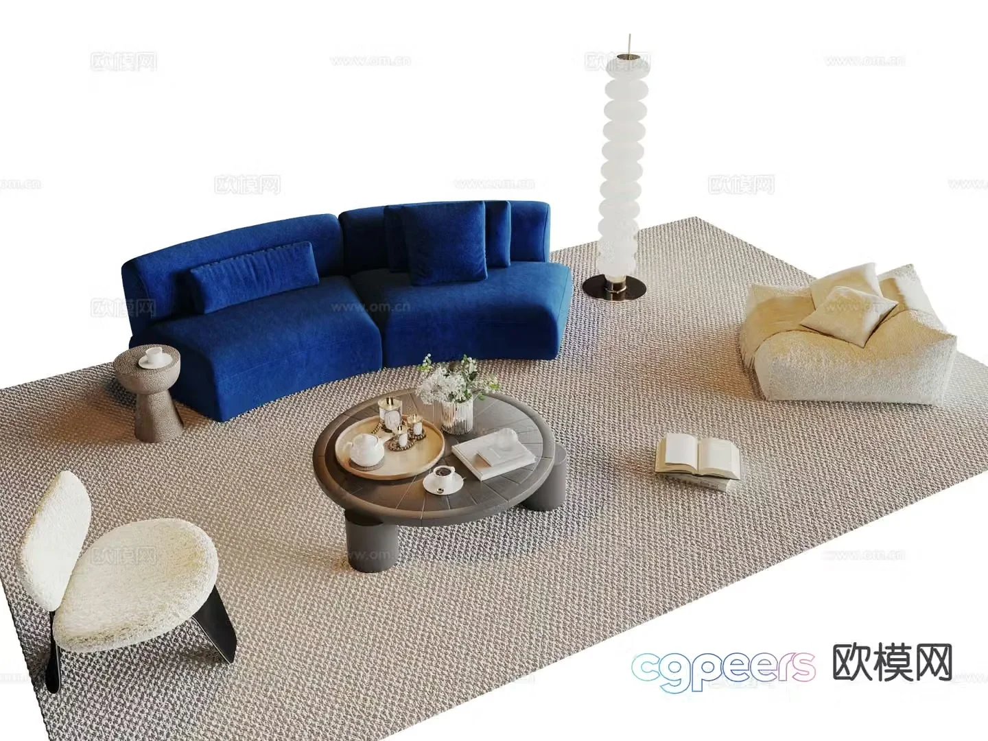 Minimalist sofa set 3d model
