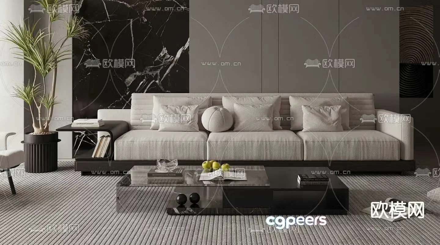 Modern coffee table square table 3d model