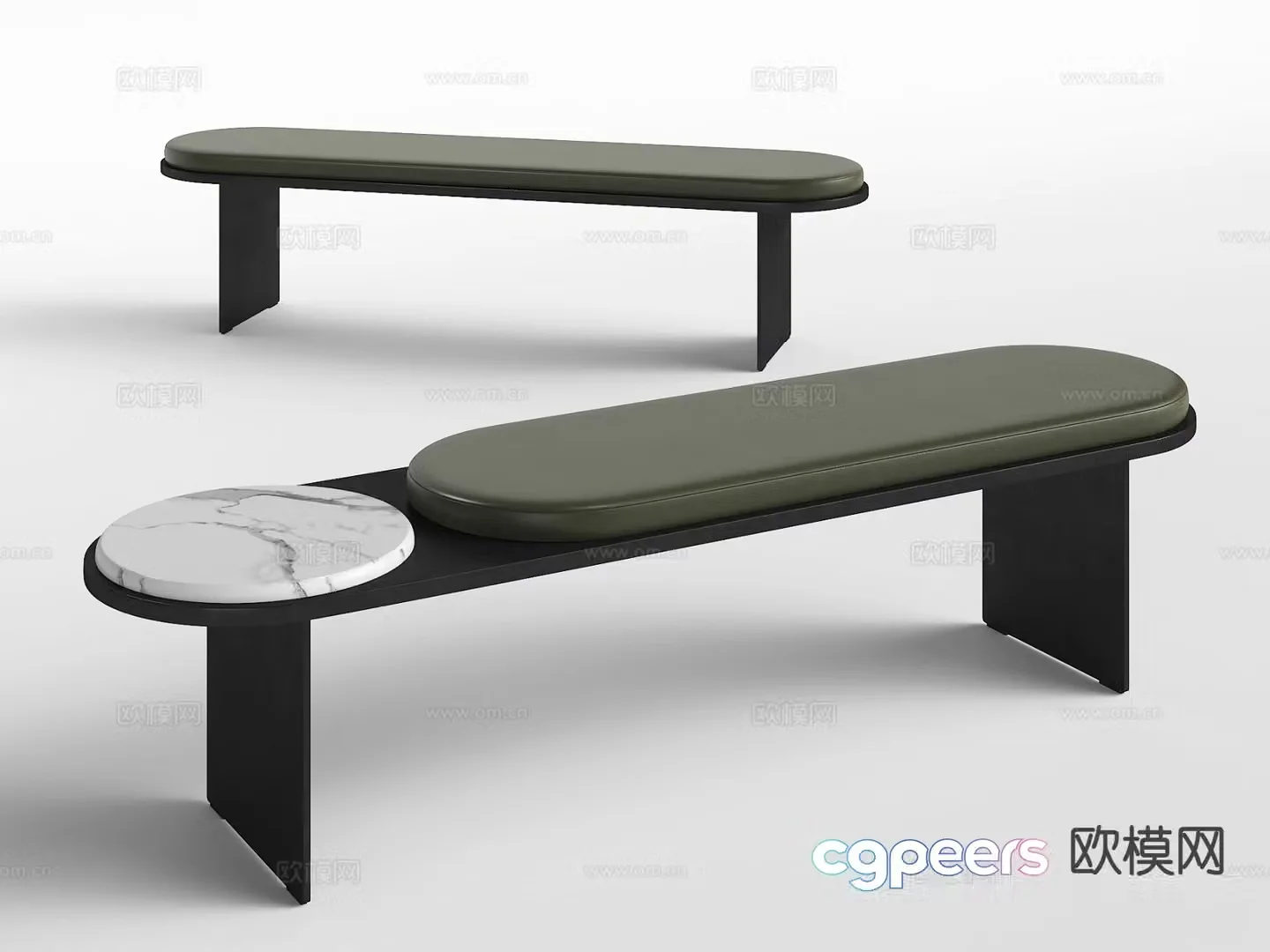 Modern leather bench bed end stool stool 3d model